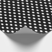White Polka Dot on Black Medium Space Cadeaupapier (Hoek)