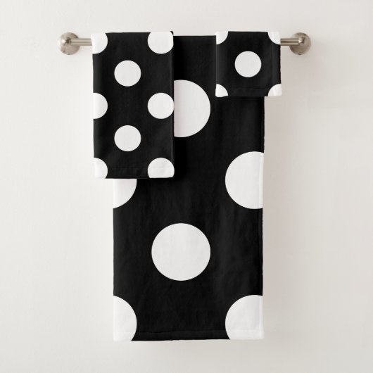 White Polka Dot on Black Pattern Bad Handdoek (Insitu)