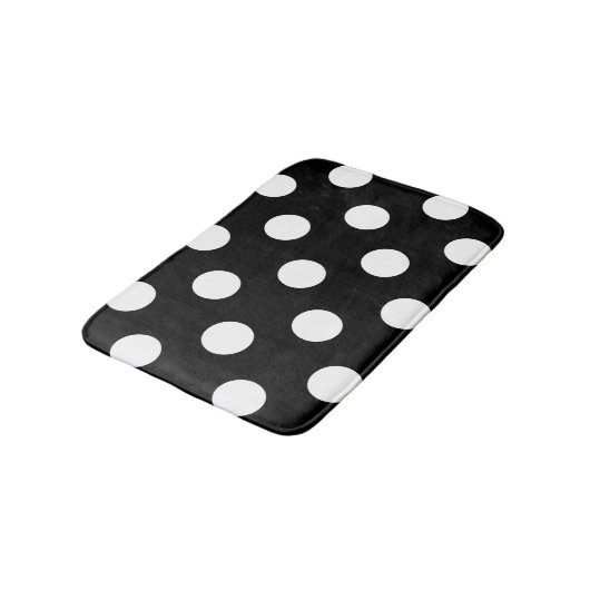 White Polka Dot on Black Pattern Badmat (Gekanteld)