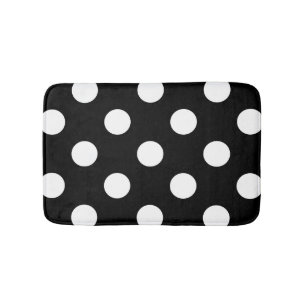 White Polka Dot on Black Pattern Badmat