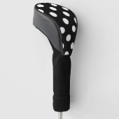 White Polka Dot on Black Pattern Golfheadcover (Schuin)