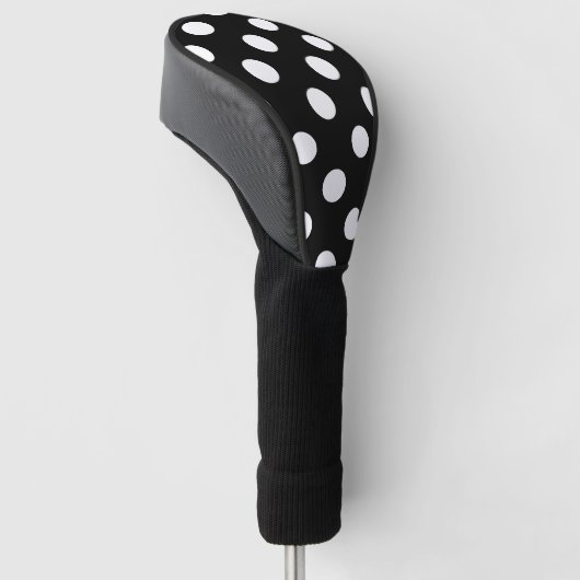 White Polka Dot on Black Pattern Golfheadcover (Schuin)