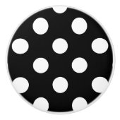 White Polka Dot on Black Pattern Keramische Knop (Voorkant)