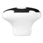 White Polka Dot on Black Pattern Keramische Knop (Zijkant)