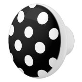 White Polka Dot on Black Pattern Keramische Knop (Rechts)