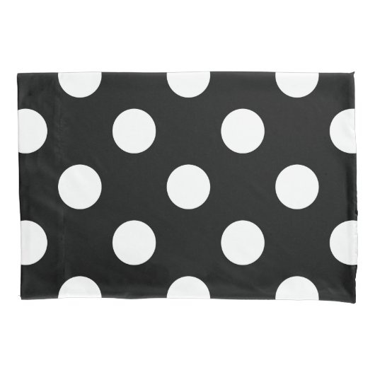 White Polka Dot on Black Pattern Kussensloop (Voorkant)
