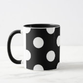 White Polka Dot on Black Pattern Mok (Links)