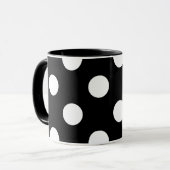 White Polka Dot on Black Pattern Mok (Voorkant links)