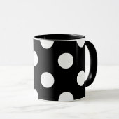 White Polka Dot on Black Pattern Mok (Voorkant rechts)