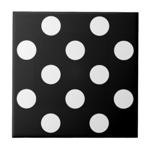 White Polka Dot on Black Pattern Tegeltje