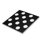 White Polka Dot on Black Pattern Tegeltje (Zijkant)
