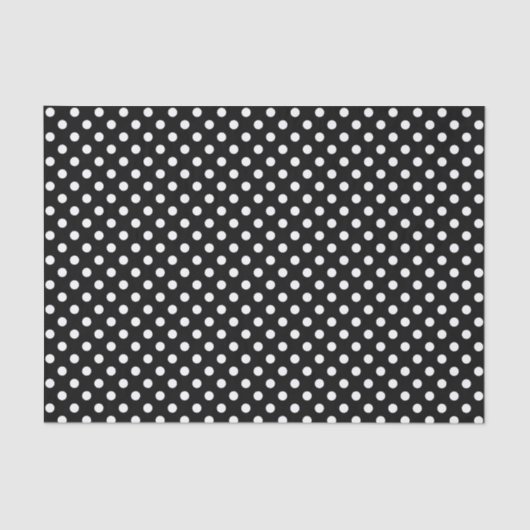 White Polka Dot on Black Tissue Paper Tissuepapier (Voorkant)