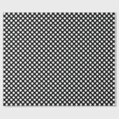 White Polka Dot on Black Wrapping Paper Cadeaupapier (Vlak)