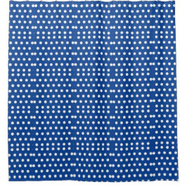 White Polka Dot on Blue Background Douchegordijn