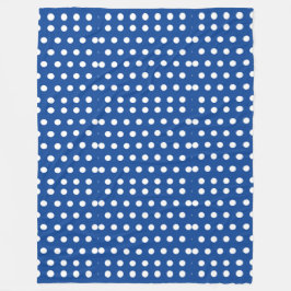 White Polka Dot on Blue Background Fleece Deken
