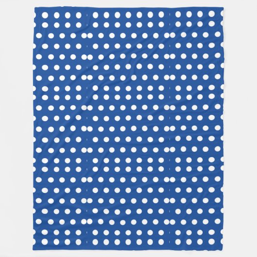 White Polka Dot on Blue Background Fleece Deken (Voorkant)