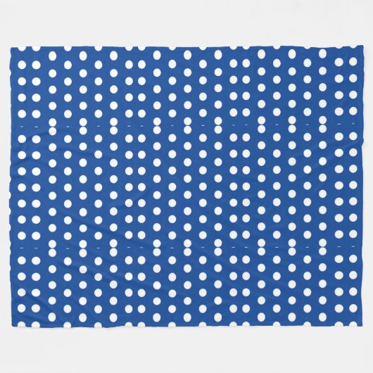 White Polka Dot on Blue Background Fleece Deken (Voorkant (Horizontaal))