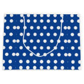 White Polka Dot on Blue Background Groot Cadeauzakje (Voorkant)
