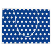 White Polka Dot on Blue Background Groot Cadeauzakje (Achterkant)