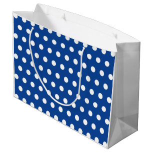 White Polka Dot on Blue Background Groot Cadeauzakje