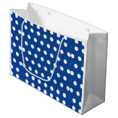 White Polka Dot on Blue Background Groot Cadeauzakje (Voorkant Gekanteld)