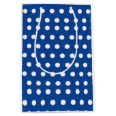 White Polka Dot on Blue Background Medium Cadeauzakje (Voorkant)
