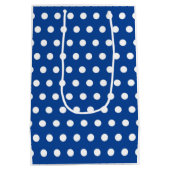 White Polka Dot on Blue Background Medium Cadeauzakje (Achterkant)