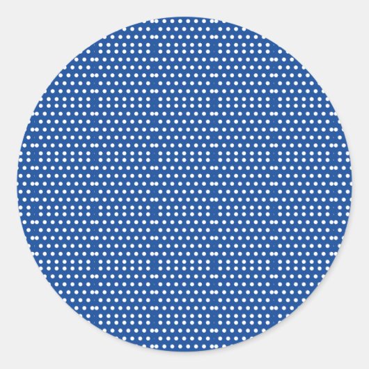 White Polka Dot on Blue Background Ronde Sticker (Voorkant)
