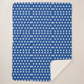 White Polka Dot on Blue Background Sherpa Deken (Voorkant)