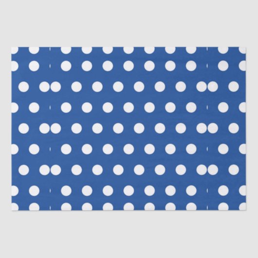 White Polka Dot on Blue Background Tissuepapier (Voorkant)