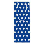 White Polka Dot on Blue Background Wijn Cadeautas (Achterkant)