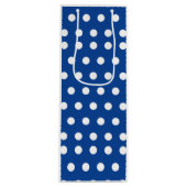 White Polka Dot on Blue Background Wijn Cadeautas (Voorkant)