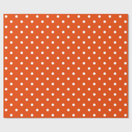 White Polka Dot on Bright Oranje Large Space Cadeaupapier (Vlak)