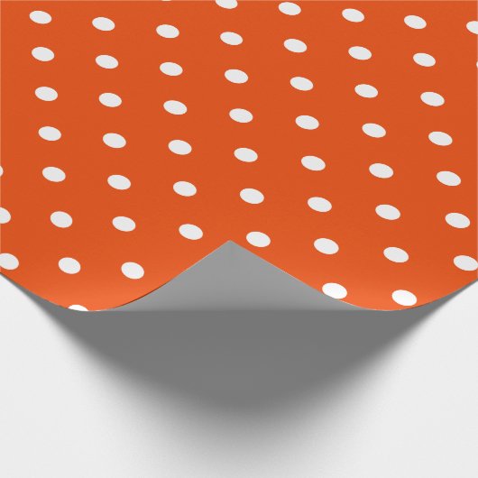 White Polka Dot on Bright Oranje Large Space Cadeaupapier (Hoek)
