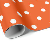 White Polka Dot on Bright Oranje Large Space Cadeaupapier (Rol Hoek)