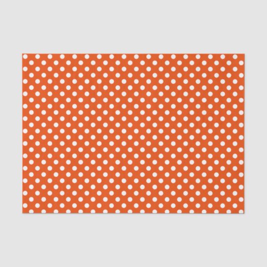 White Polka Dot on Bright Oranje weefselpapier Tissuepapier (Voorkant)