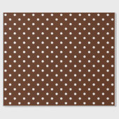 White Polka Dot on Brown Large Space Cadeaupapier (Vlak)