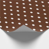 White Polka Dot on Brown Large Space Cadeaupapier (Hoek)