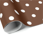 White Polka Dot on Brown Large Space Cadeaupapier (Rol Hoek)