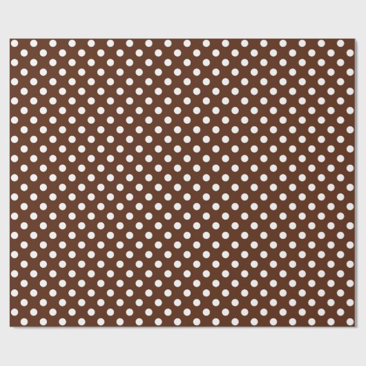 White Polka Dot on Brown Medium Space Cadeaupapier (Vlak)