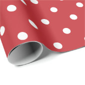 White Polka Dot on Dark Red Large Space Cadeaupapier (Rol Hoek)