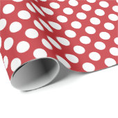 White Polka Dot on Dark Red Wrapping Paper Cadeaupapier (Rol Hoek)