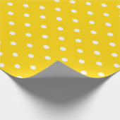 White Polka Dot on Golden Yellow Large Space Cadeaupapier (Hoek)
