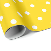 White Polka Dot on Golden Yellow Large Space Cadeaupapier (Rol Hoek)