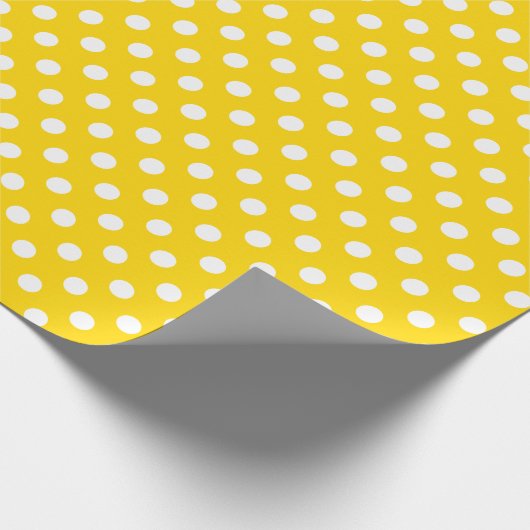 White Polka Dot on Golden Yellow Medium Space Cadeaupapier (Hoek)