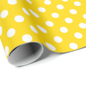 White Polka Dot on Golden Yellow Medium Space Cadeaupapier (Rol Hoek)