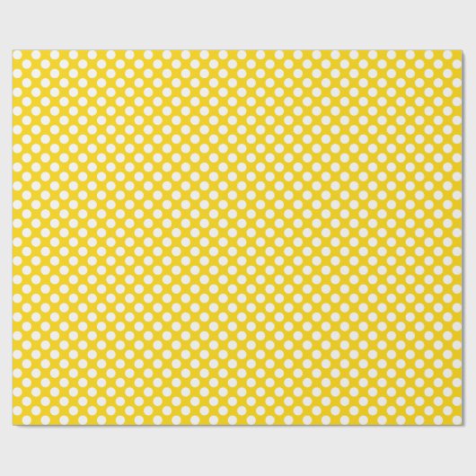 White Polka Dot on Golden Yellow Wrapping Paper Cadeaupapier (Vlak)