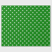 White Polka Dot on Green Large Space Cadeaupapier (Vlak)