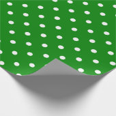 White Polka Dot on Green Large Space Cadeaupapier (Hoek)