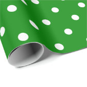White Polka Dot on Green Large Space Cadeaupapier (Rol Hoek)